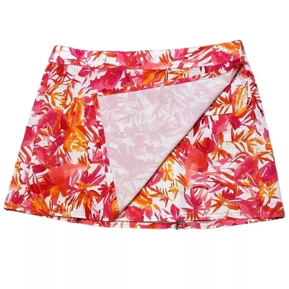 Rip Skirt Hawaii Size XL Orange Pink Tropical Floral Print Mini Wrap Skirt - Picture 5 of 8